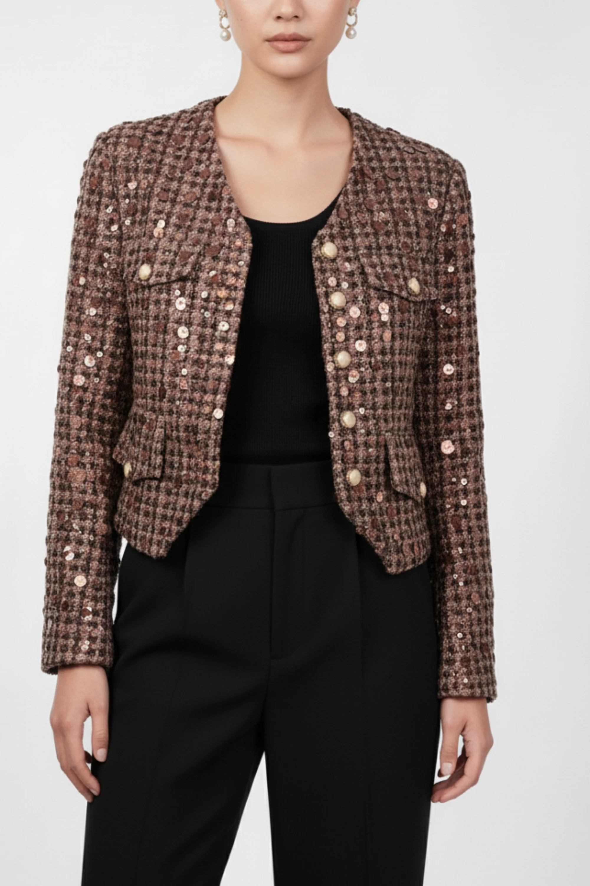 Sienna Brown Sequin Blazer