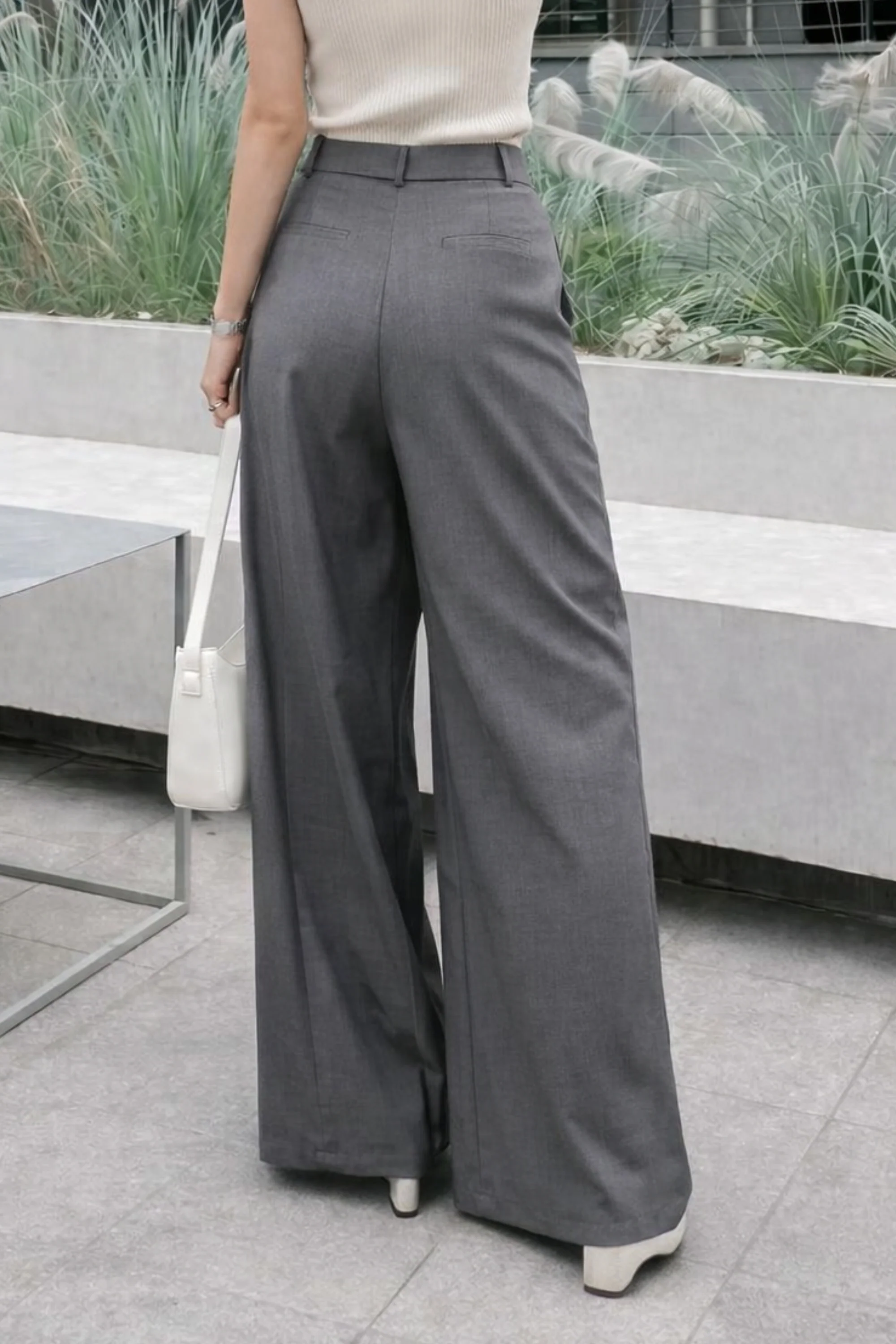 Draped Grey Asymmetrical Pants