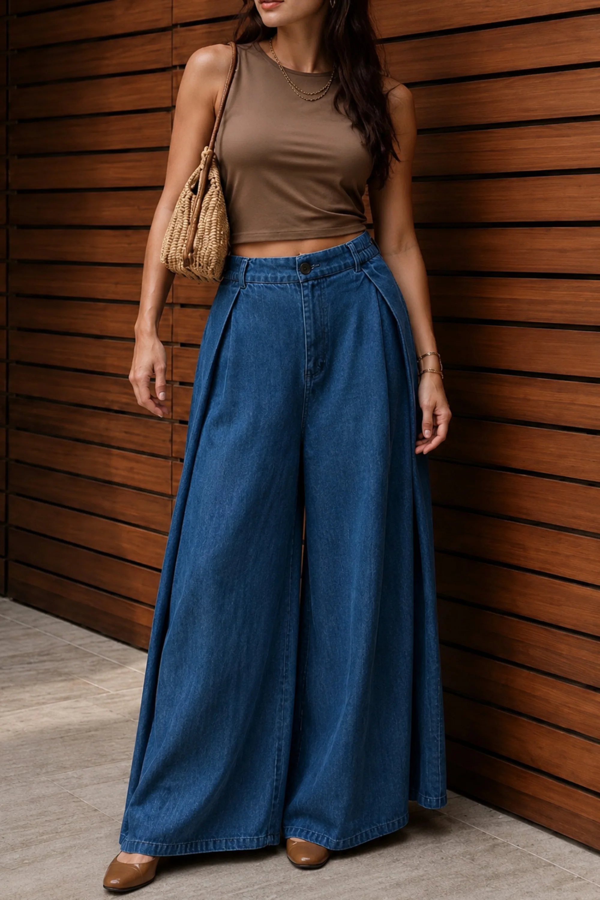 Indigo Grace Wide-Leg Pants