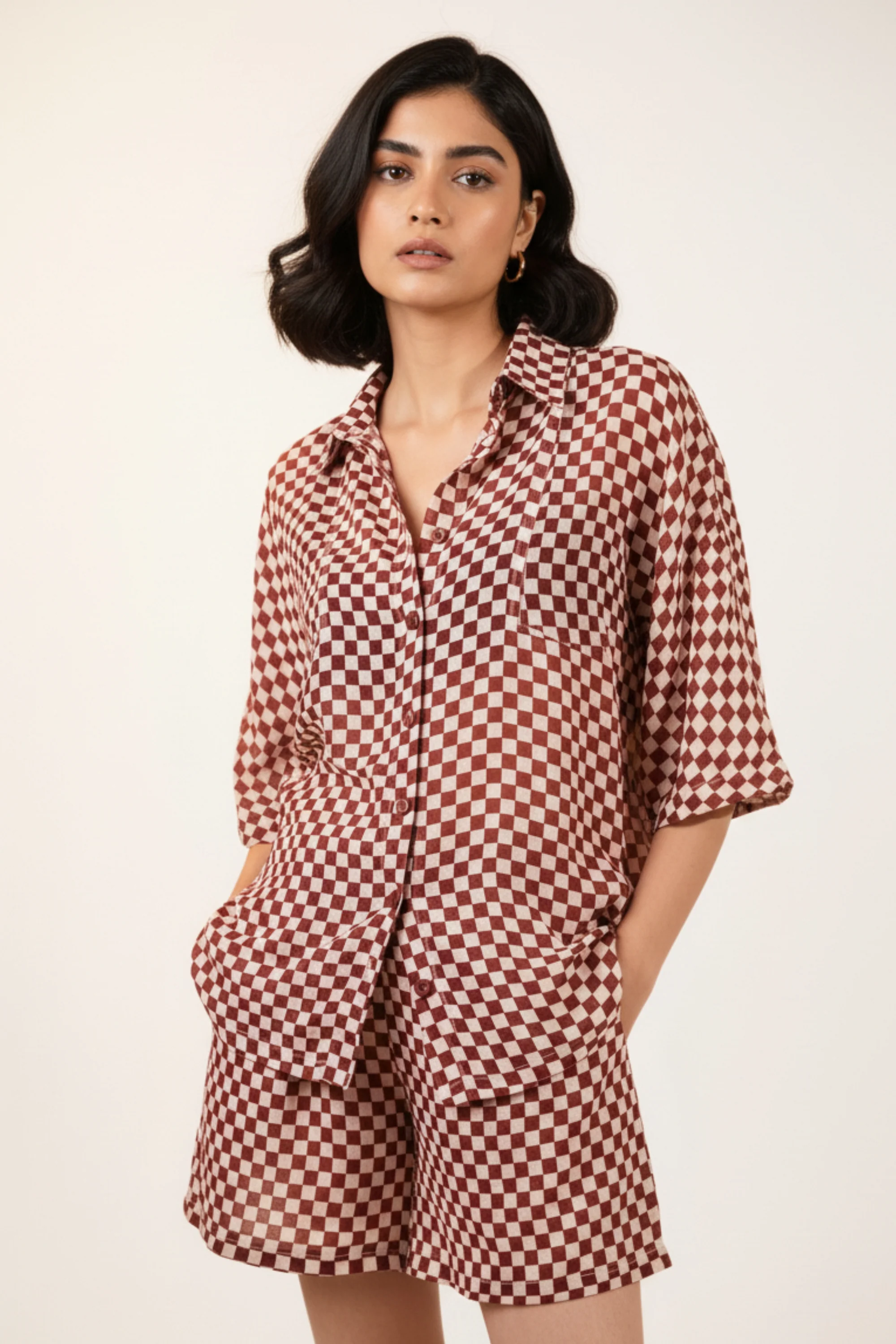 Checkered Linen Coord Set
