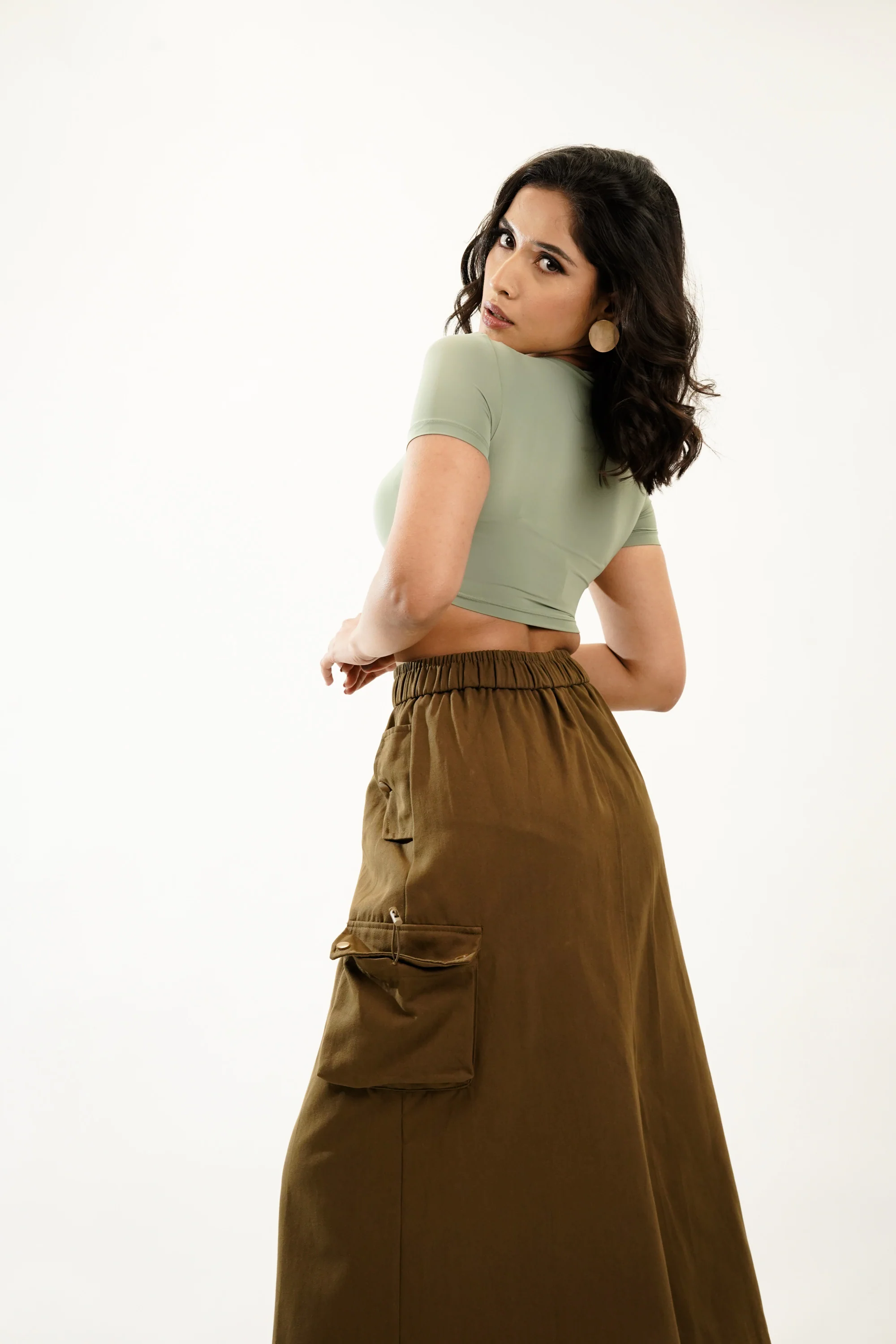 Army Green Streetstyle Cargo Skirt