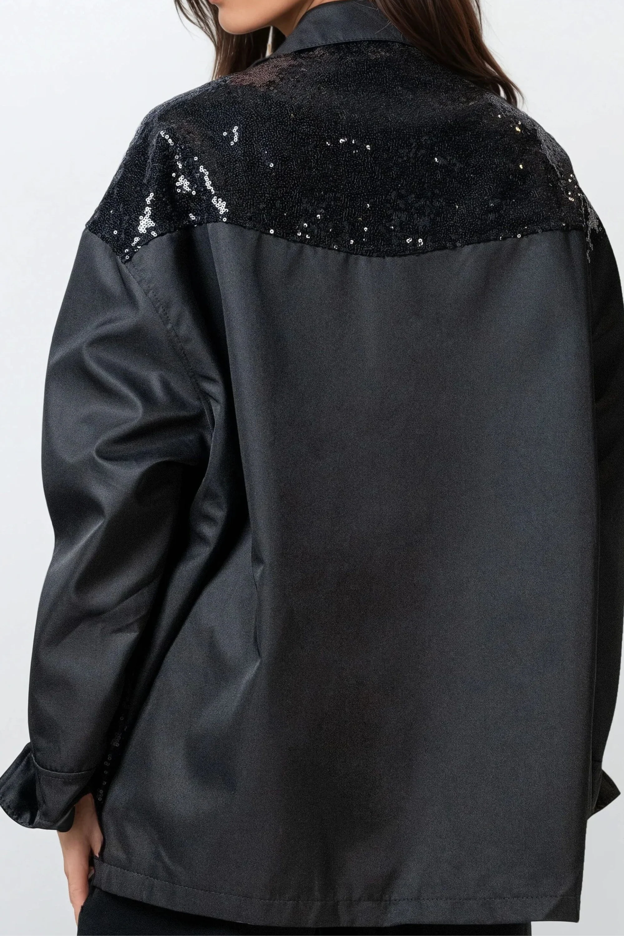 Midnight Sequin Utility Shacket