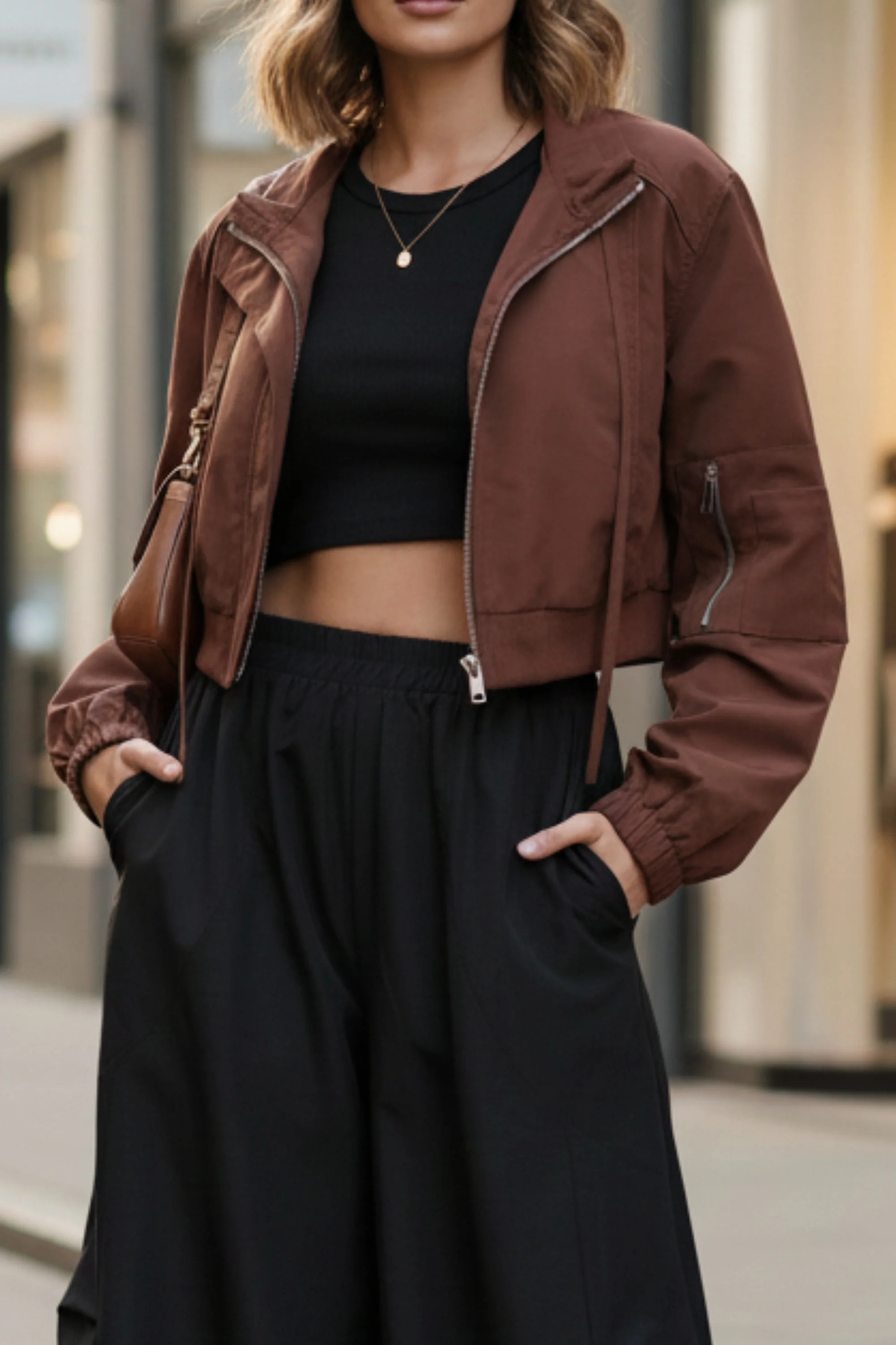 Rustique Cropped Bomber Jacket