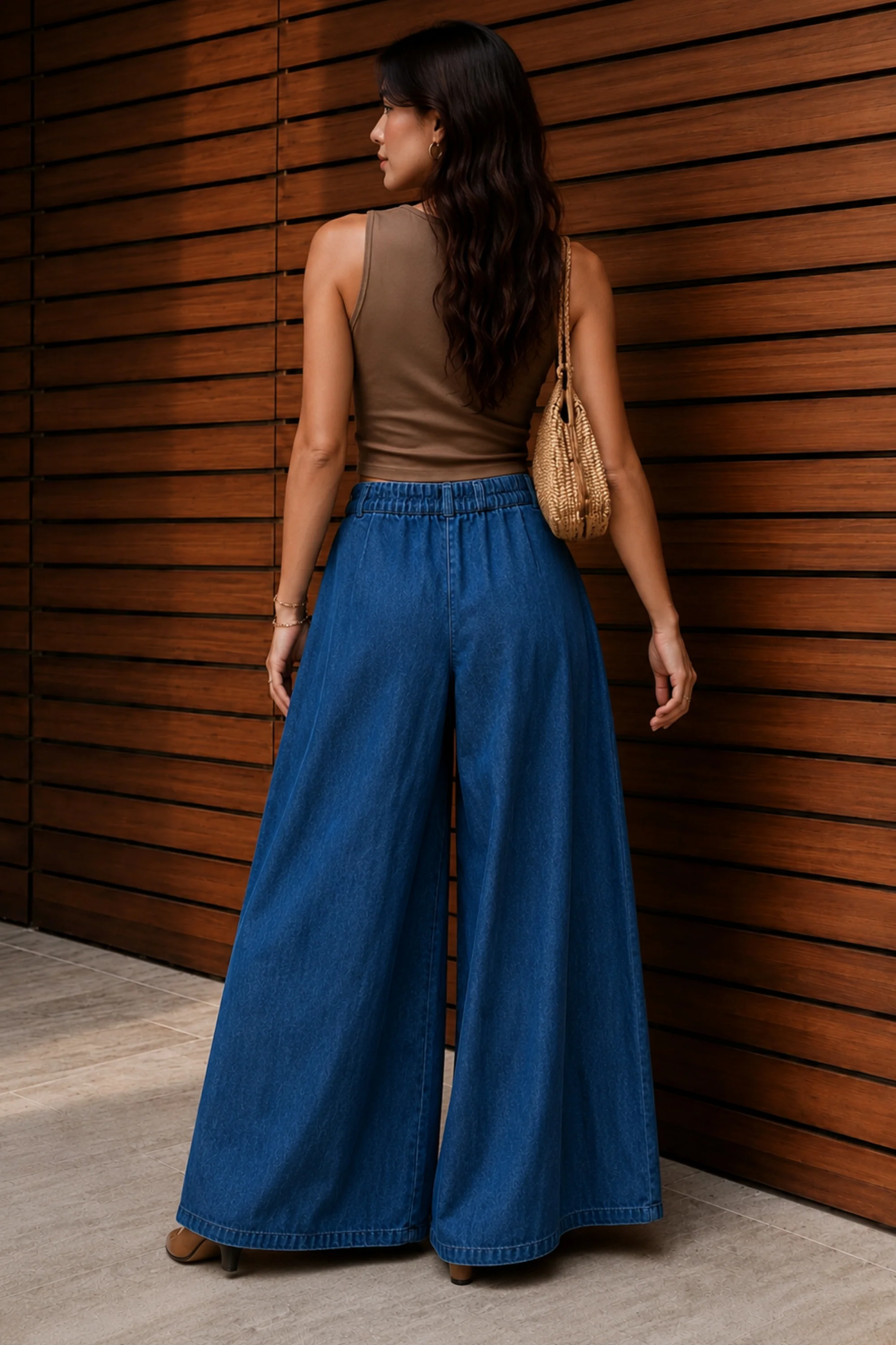 Indigo Grace Wide-Leg Pants