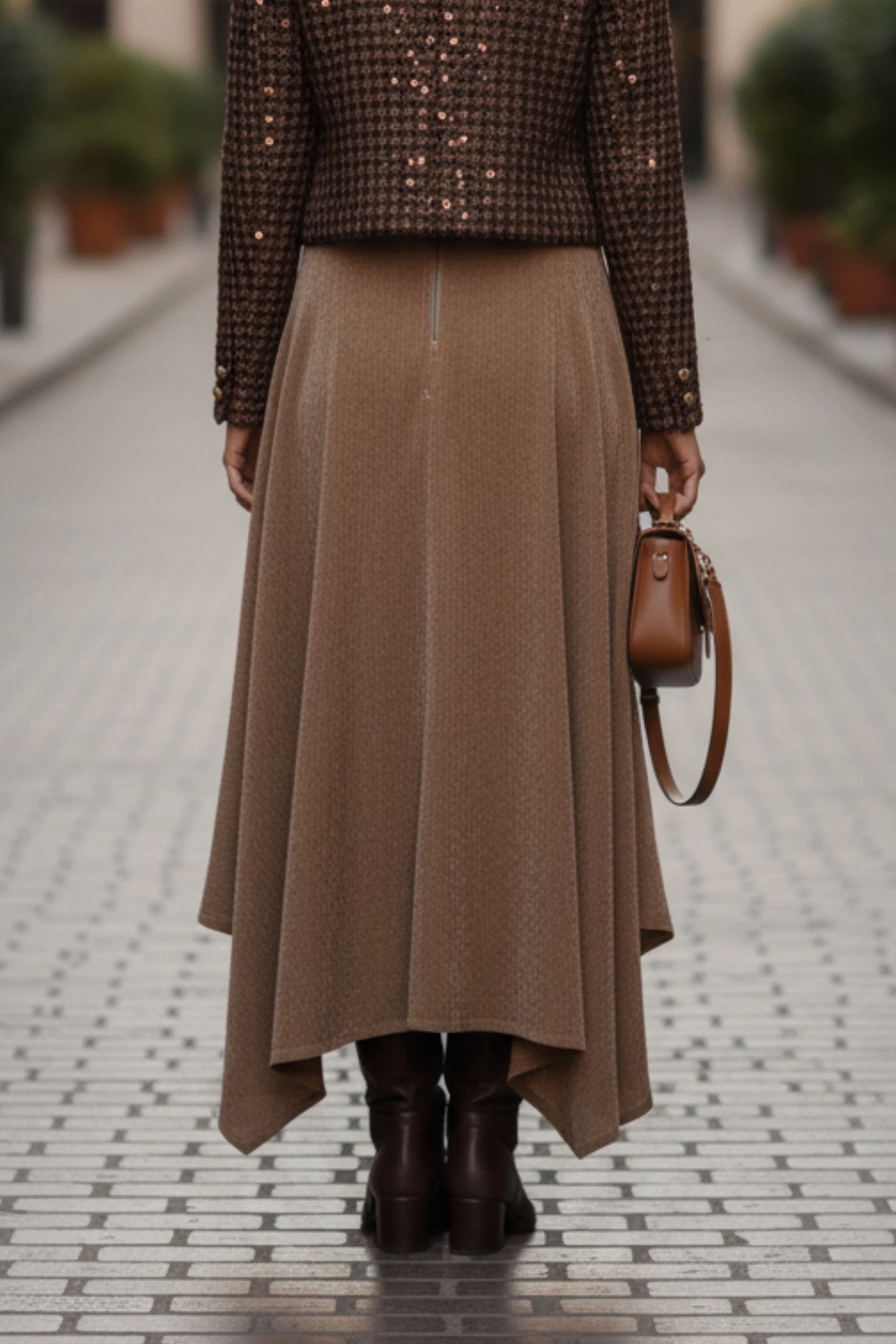 Golden Velvet Flared skirt