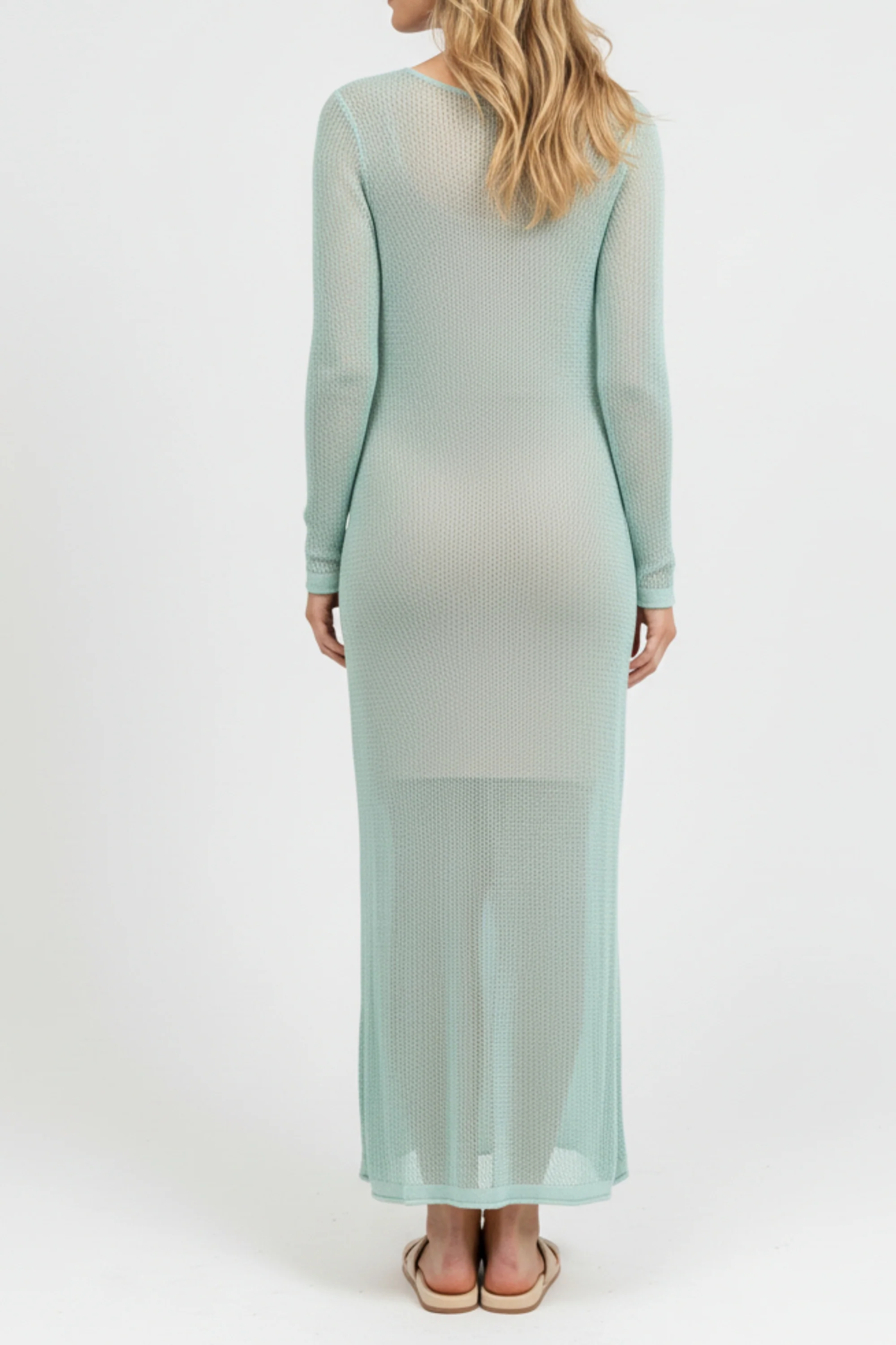 Minty Blue Crochet Knit Dress