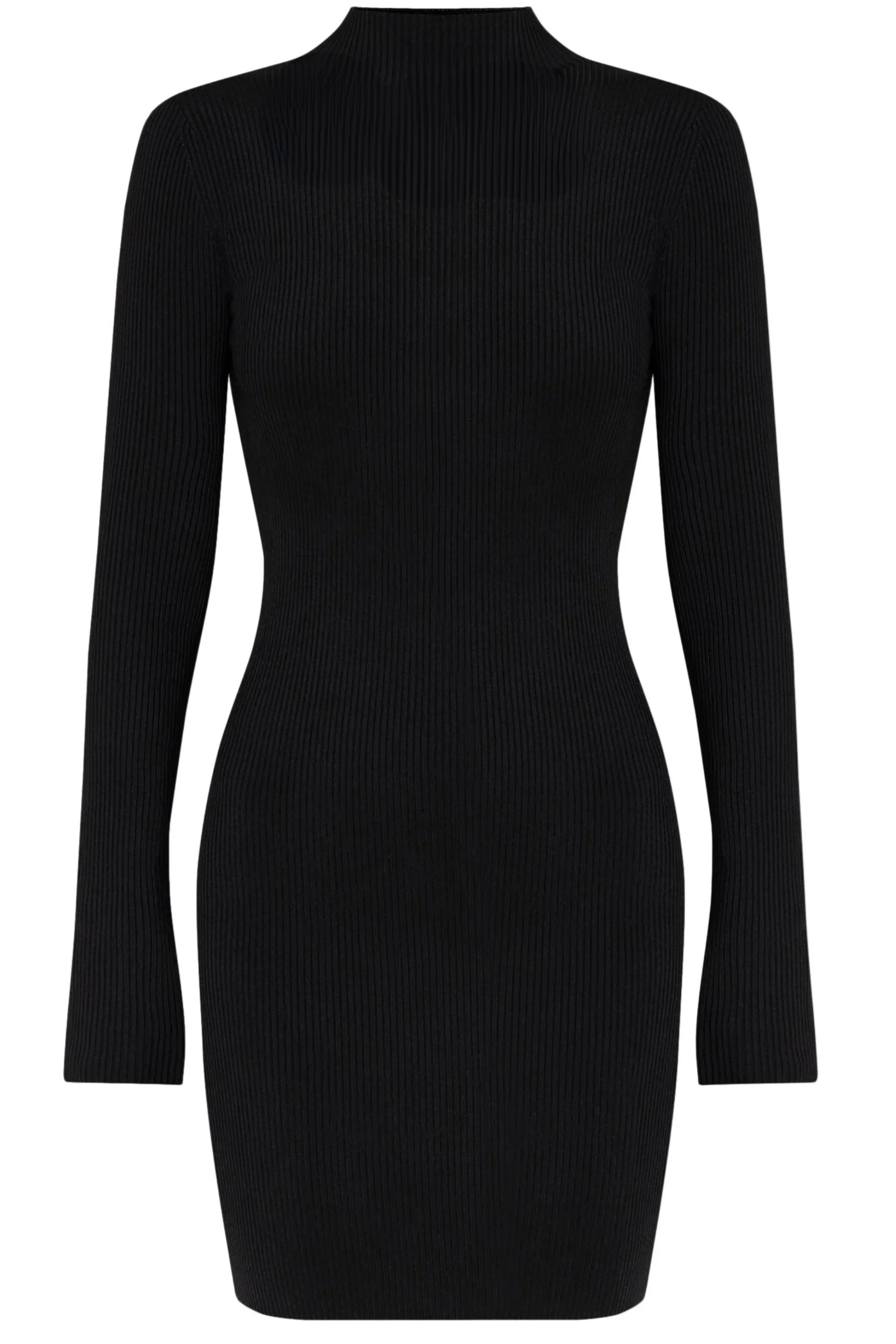 Ava Black Rib-knit Dress