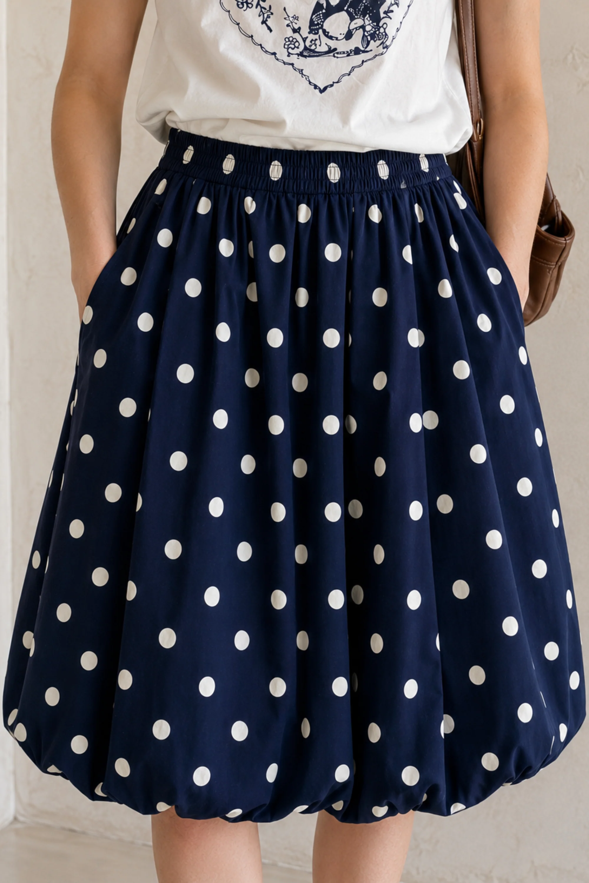 Navy Polka Bubble Skirt