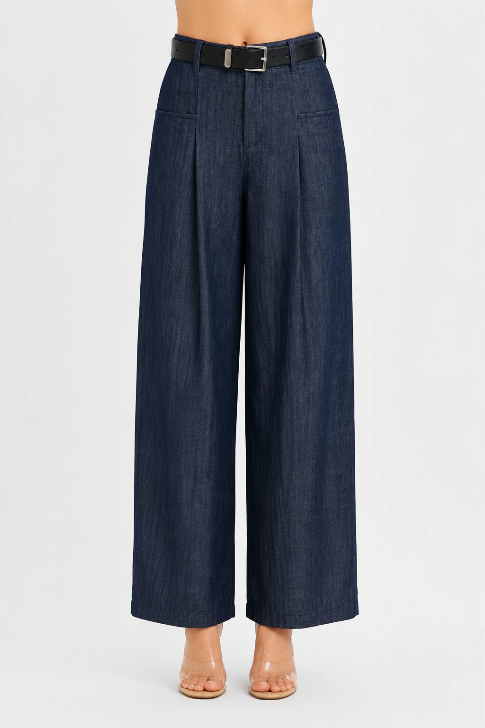 Indigo Denim Wide-Leg Pants