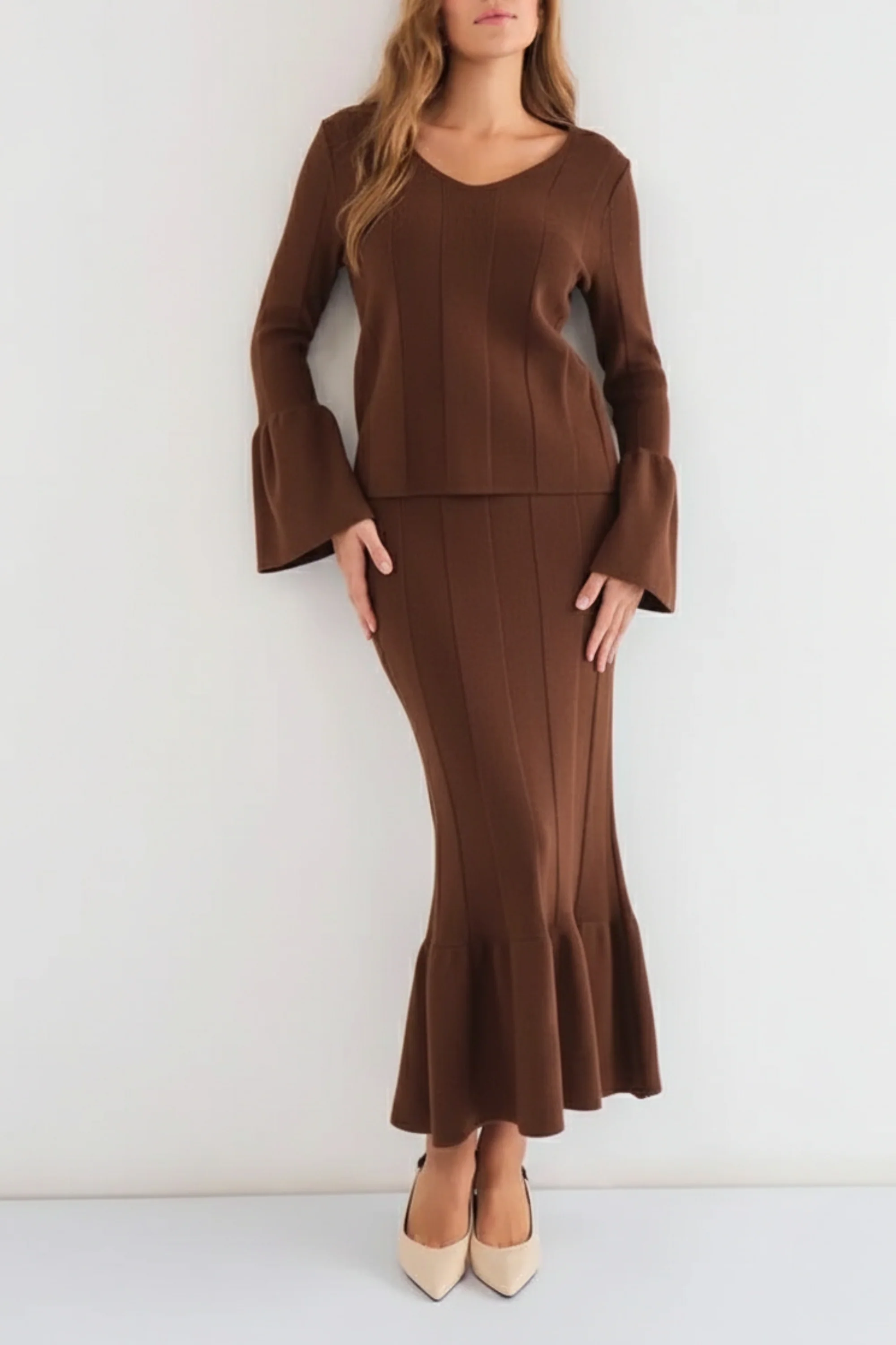 Hazel Knit Ruffle Skirt Co-ord Set