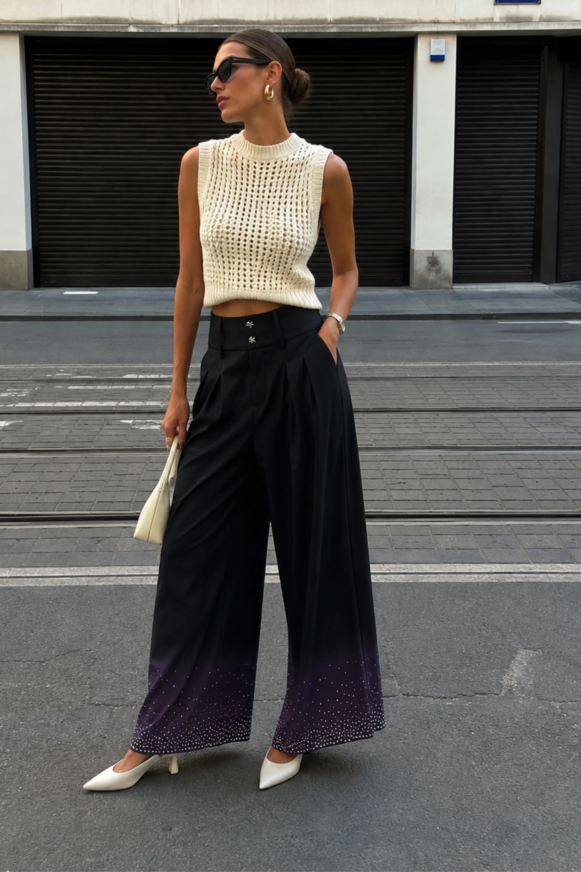 Noir Dusk Crystal-Embellished Trousers