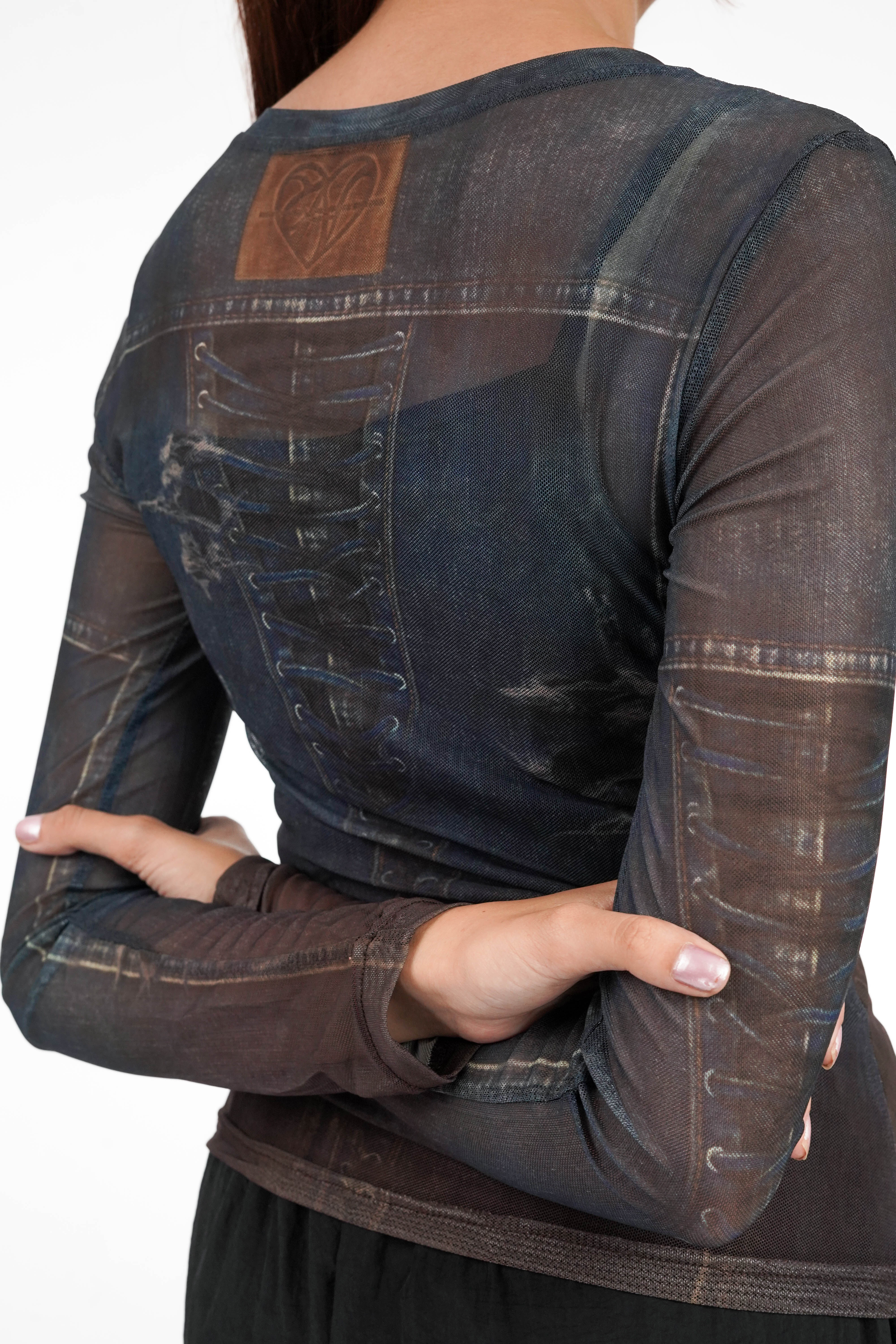 Gradient Grunge Mesh Top