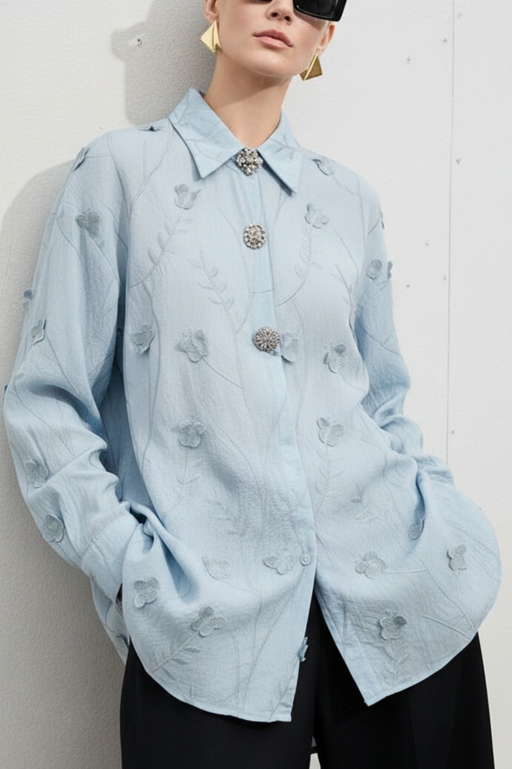Fairy Blue Embroidered Shirt
