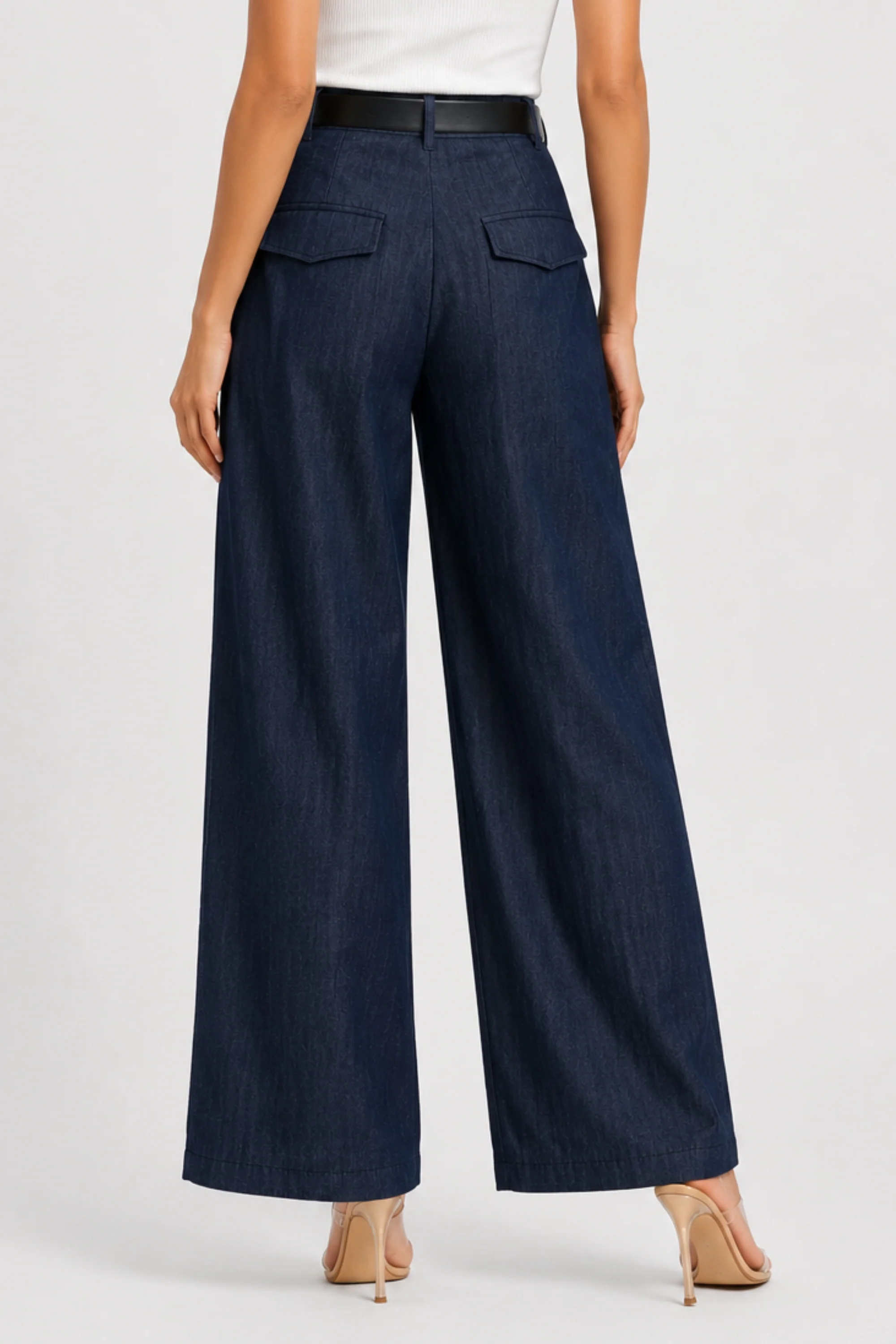 Indigo Denim Wide-Leg Pants