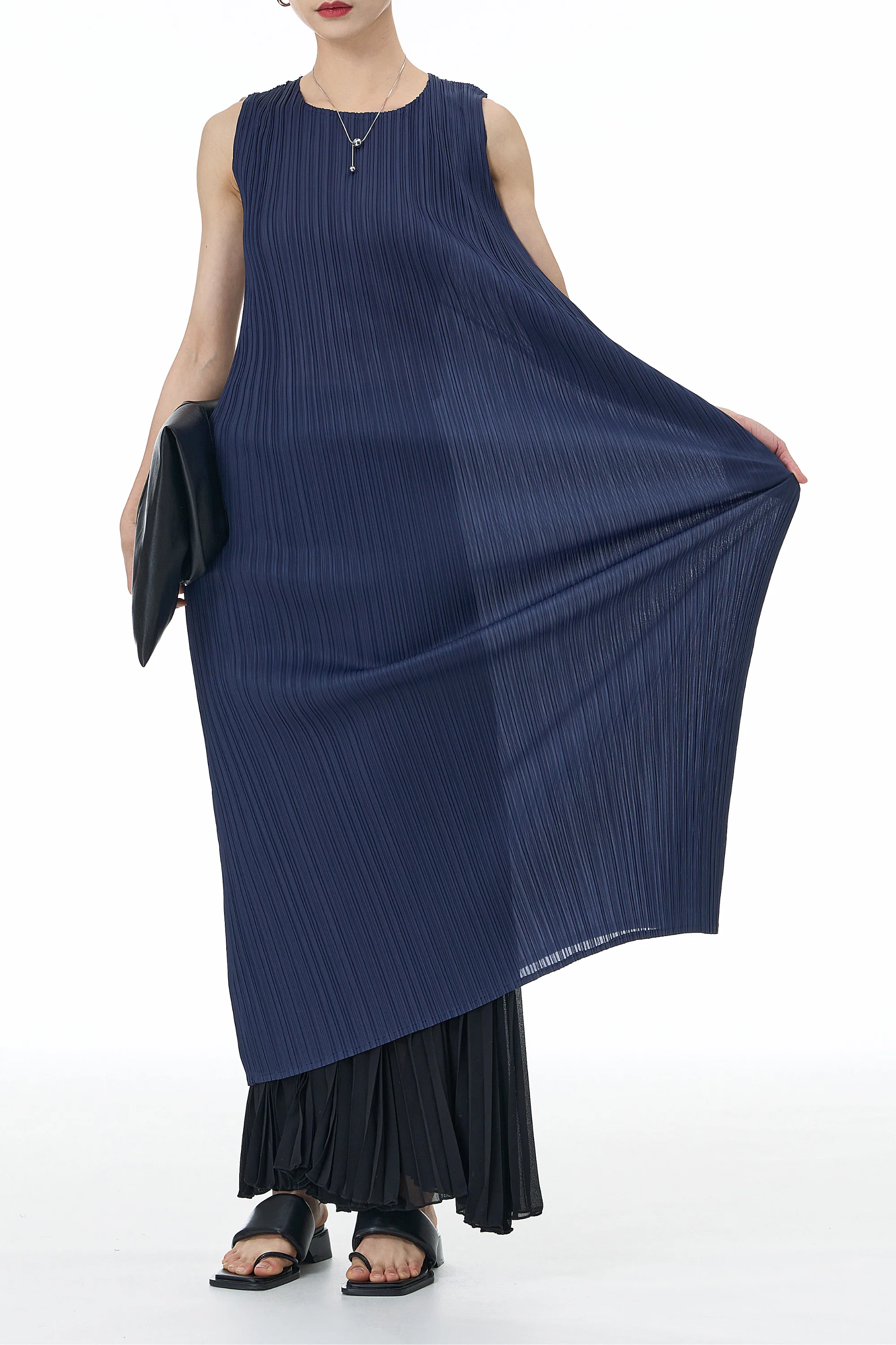 Sapphire Blue Pleated Dress