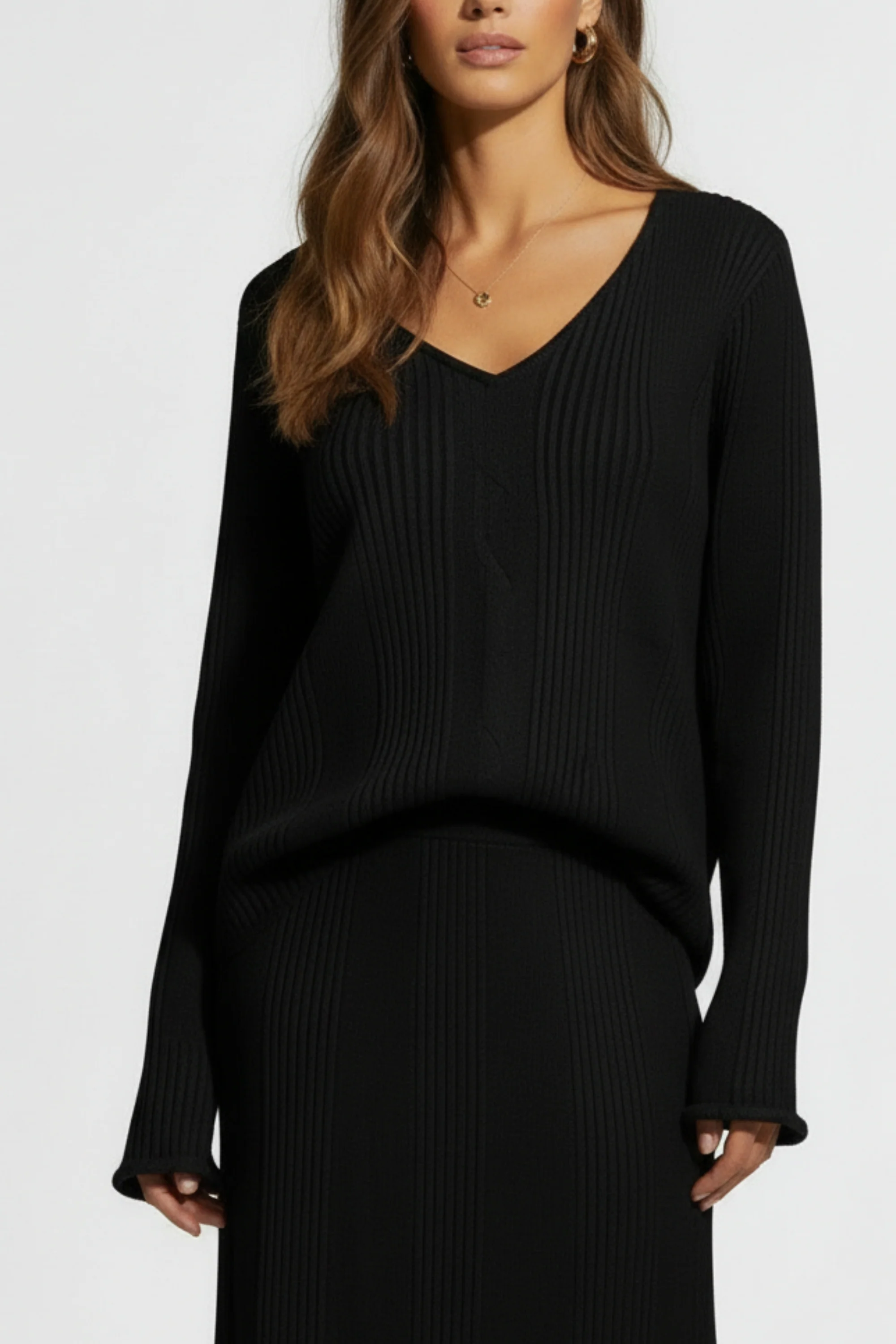 Noir Ribbed Skirt Co-ord Set