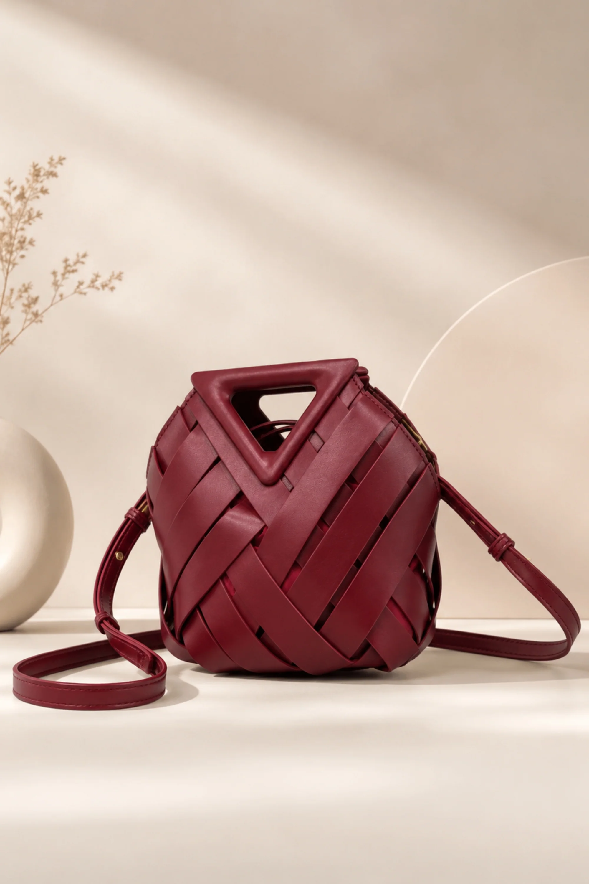 Panelled Burgundy Handbag