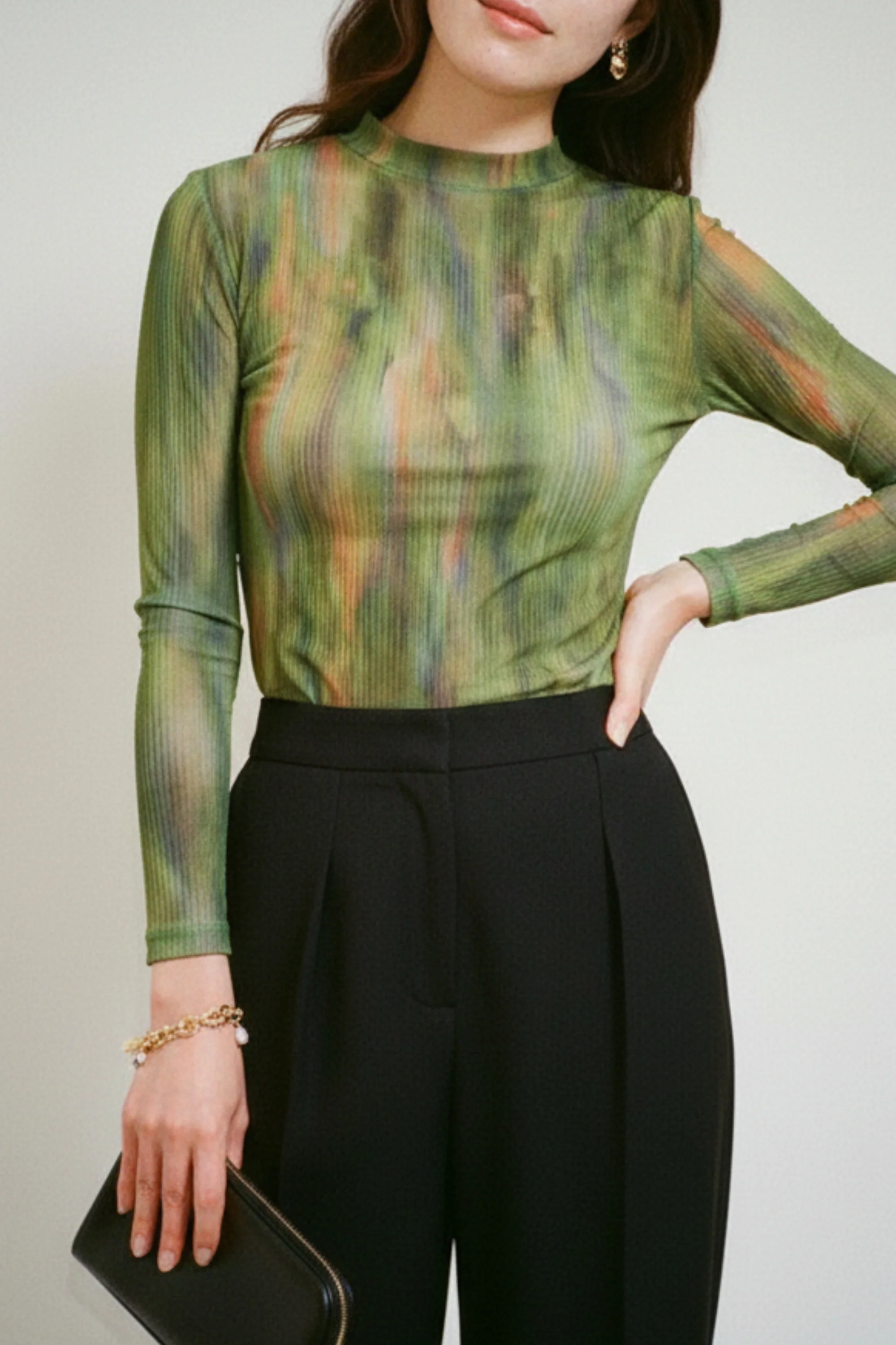 Moss Green Mesh Top