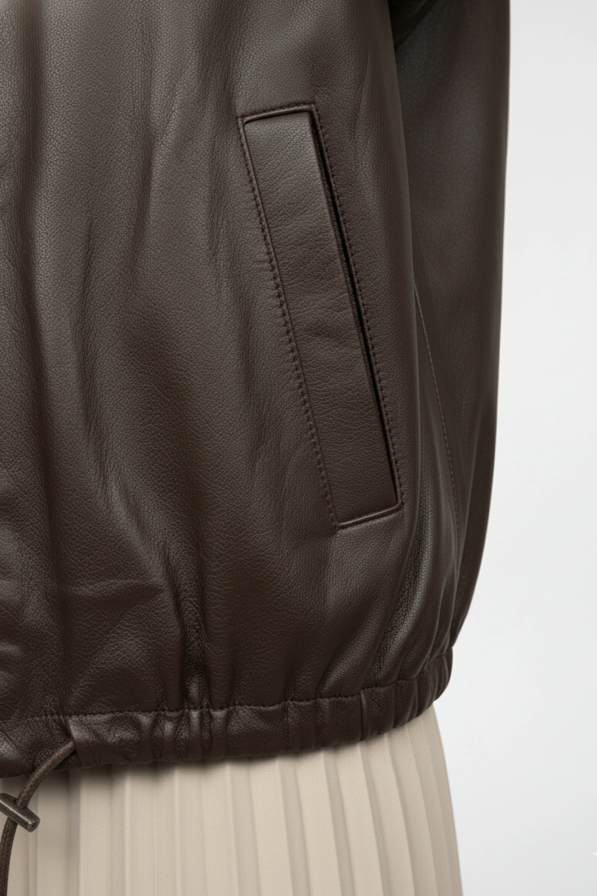 Brown Luxe Zip Leather Jacket