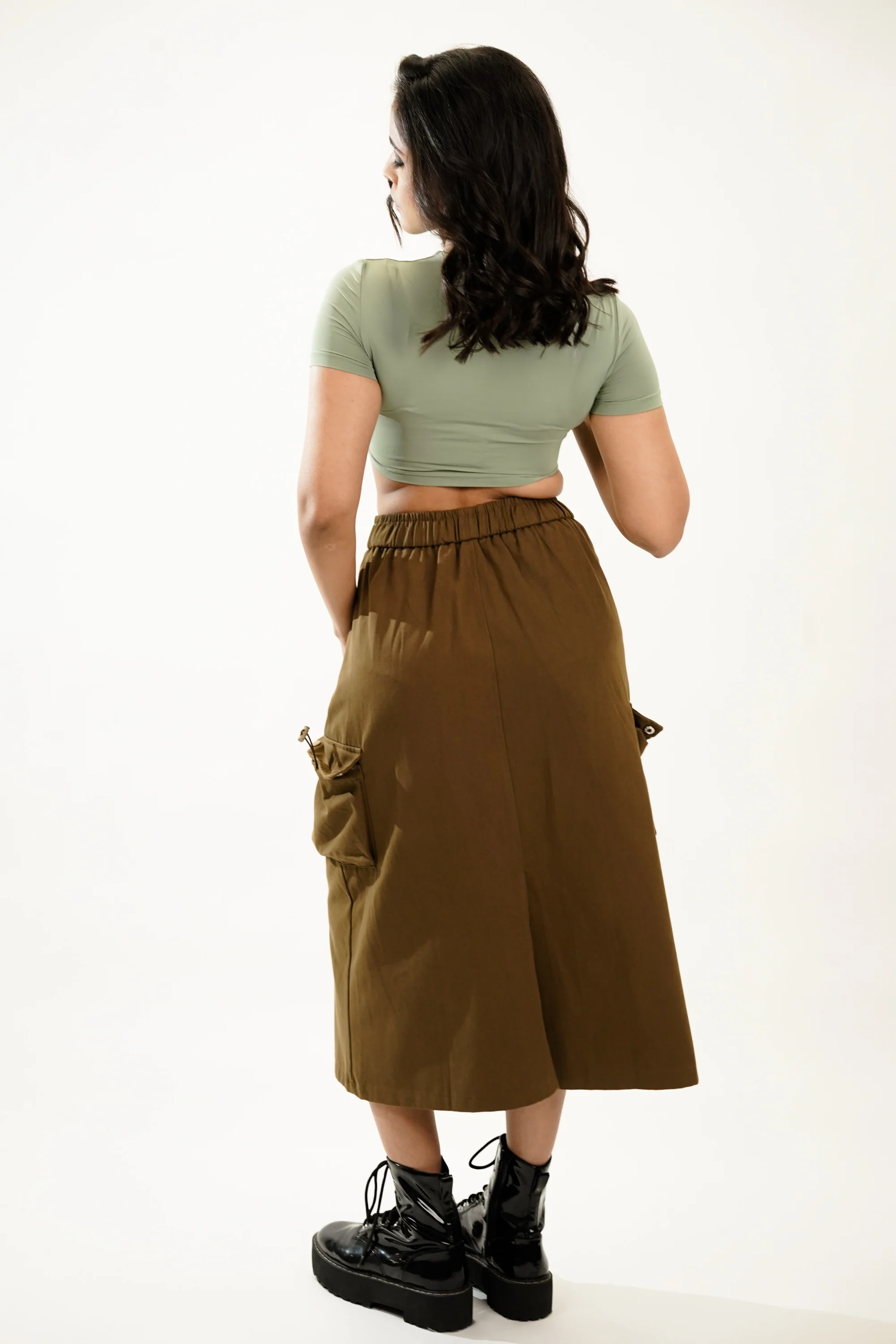 Army Green Streetstyle Cargo Skirt