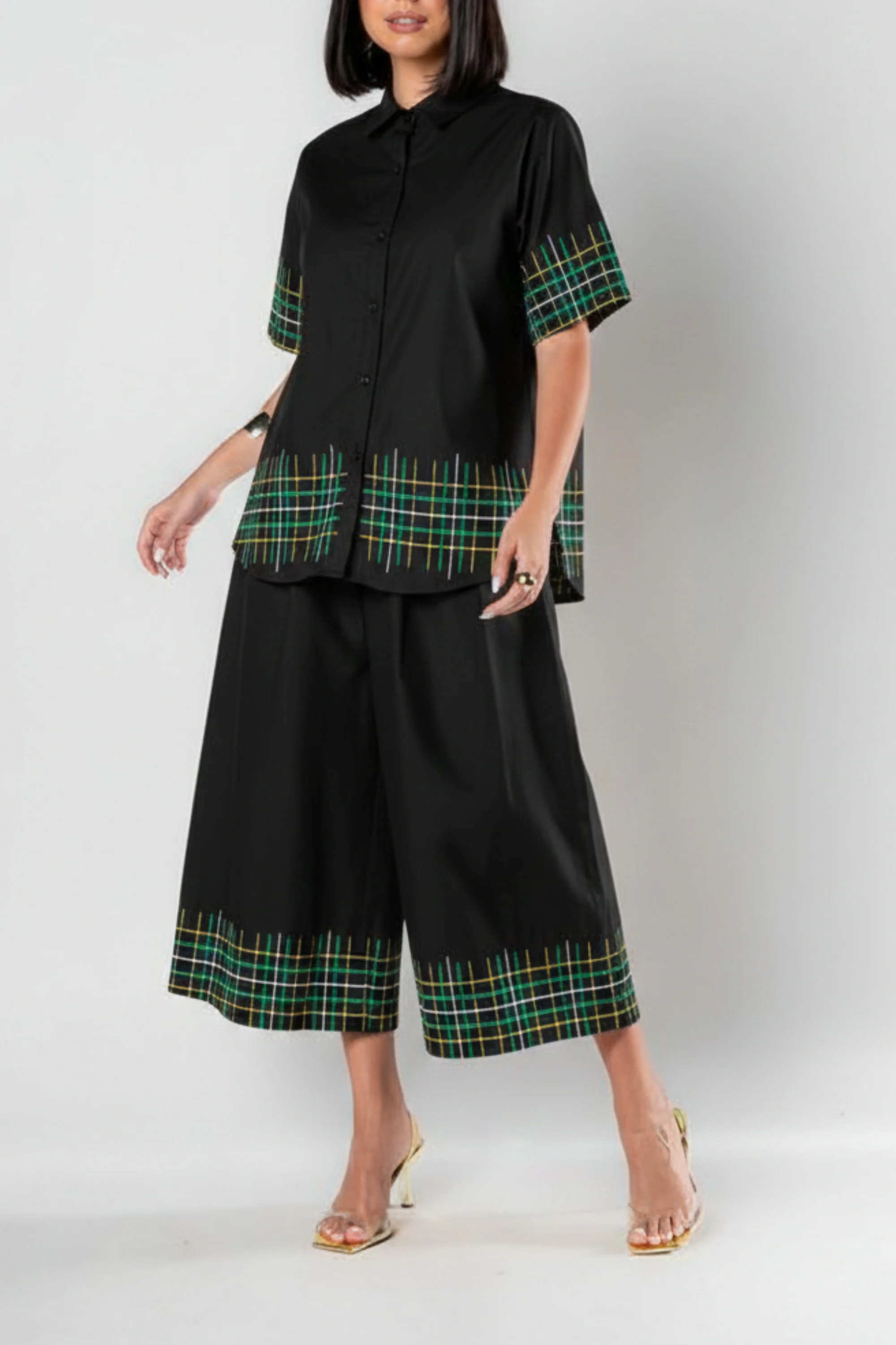 Checked Lines Cotton Coord Set