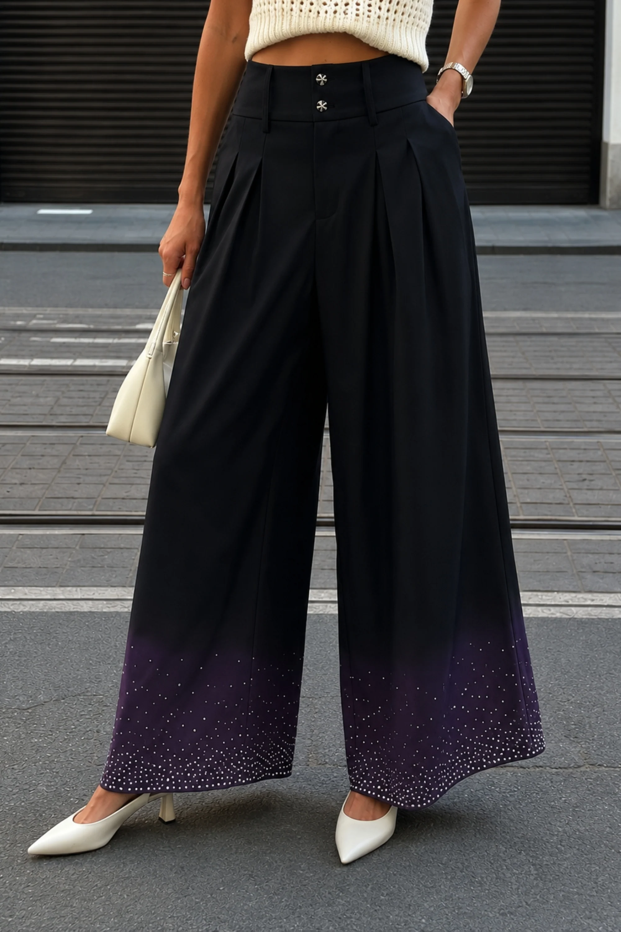 Noir Dusk Crystal-Embellished Trousers