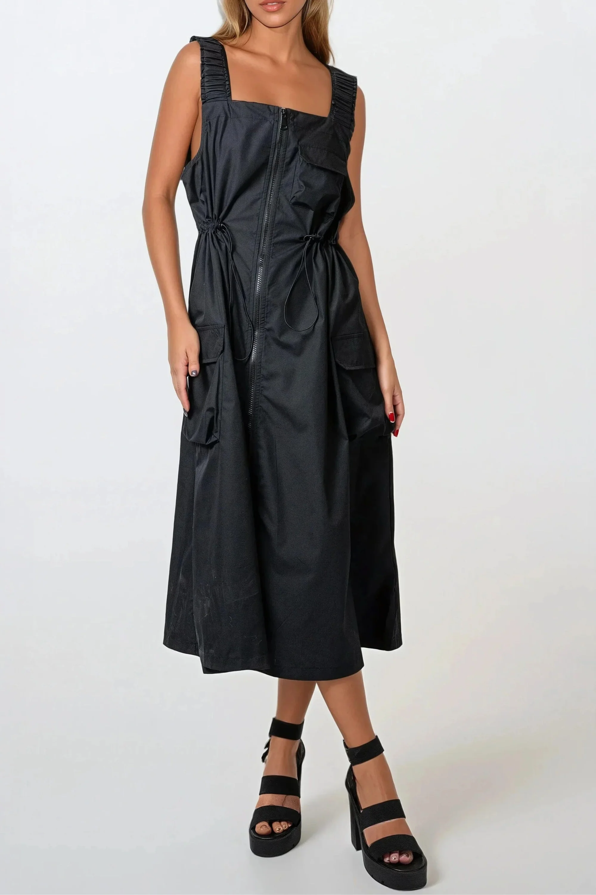 Sunset Black Zippered Dress