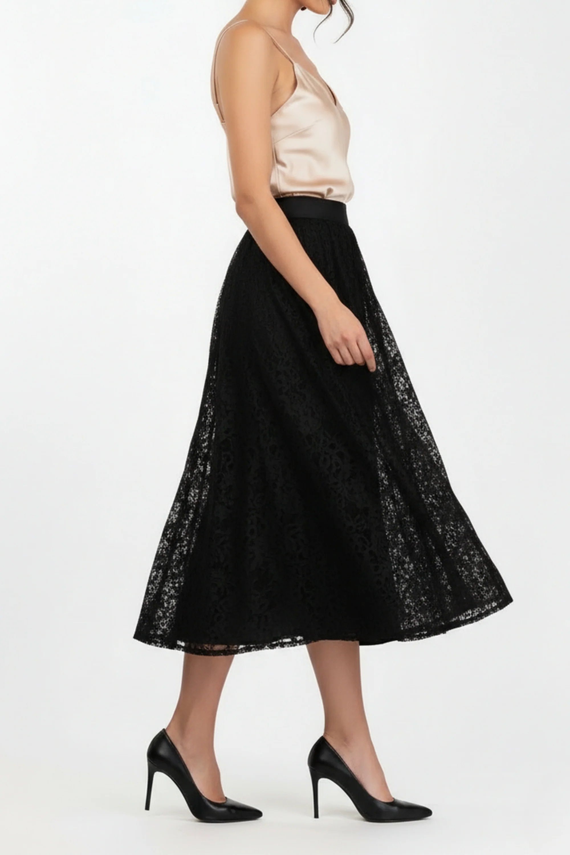 Black Veiled Net Skirt