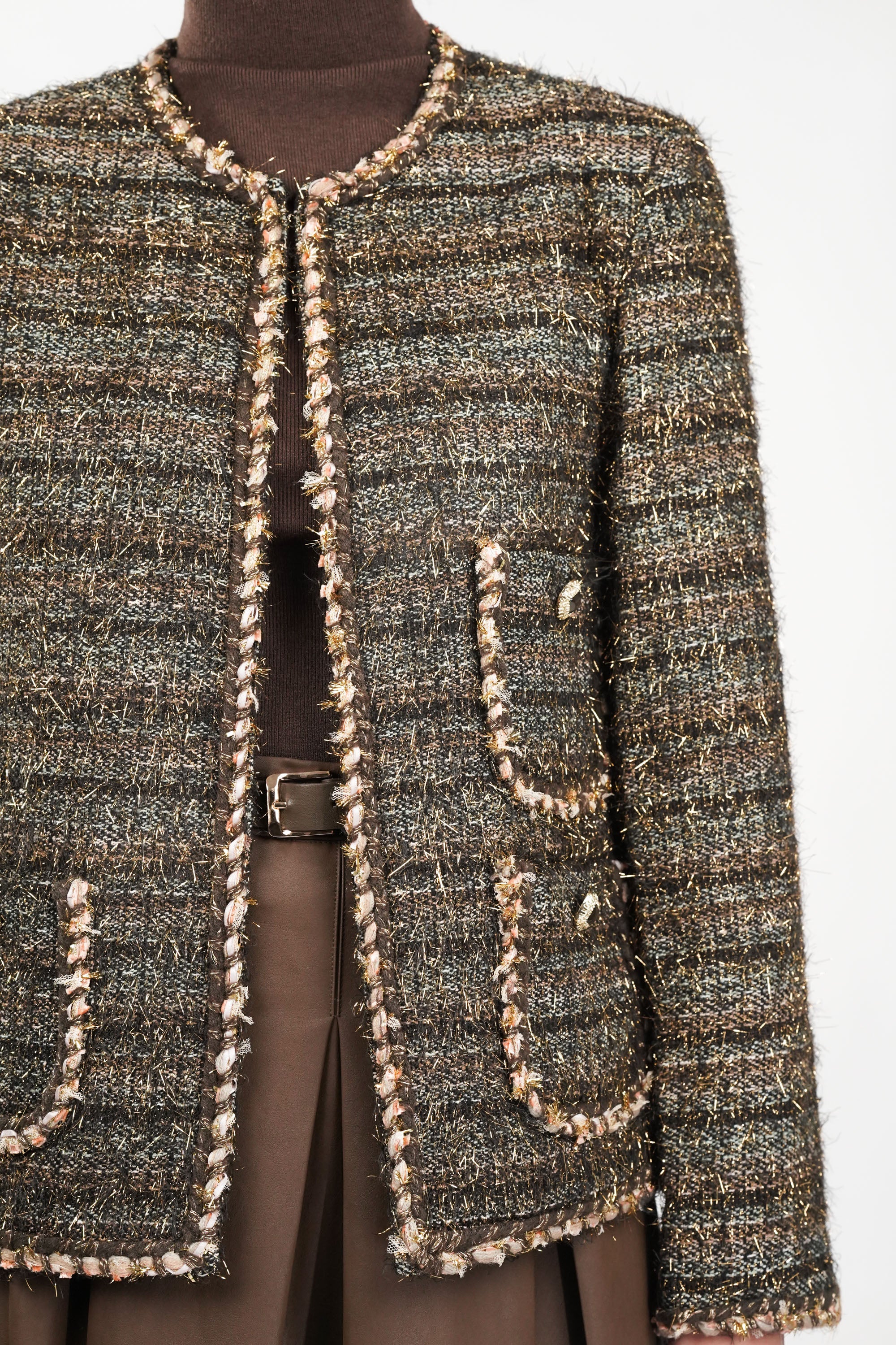 Golden Glimmer Tweed Blazer