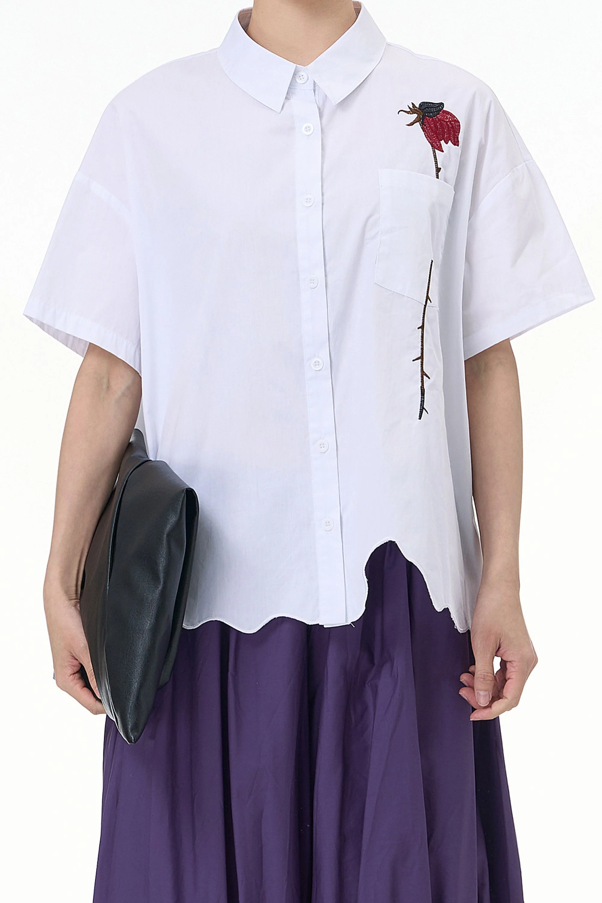Piper White Embroidered Oversized Shirt