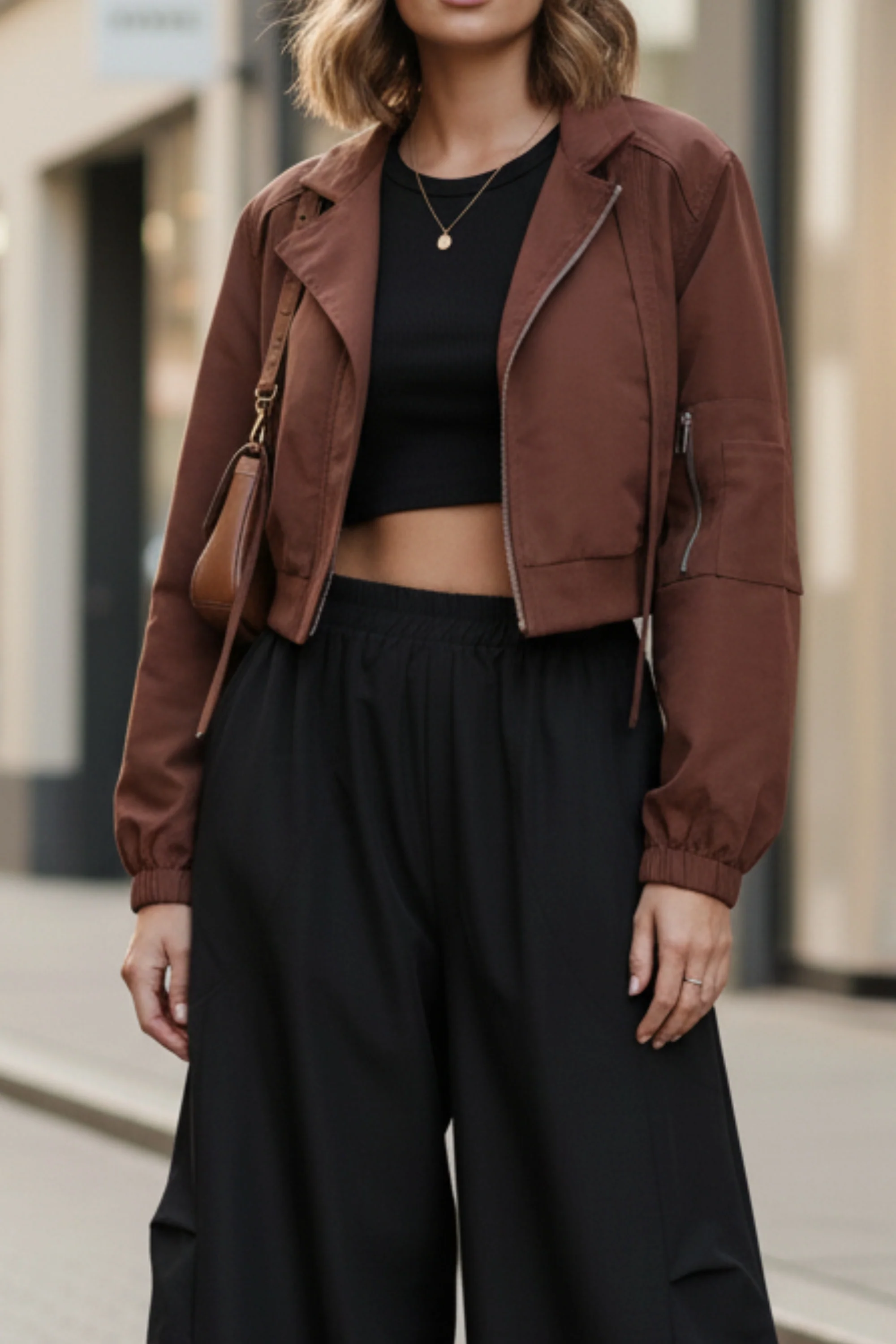 Rustique Cropped Bomber Jacket