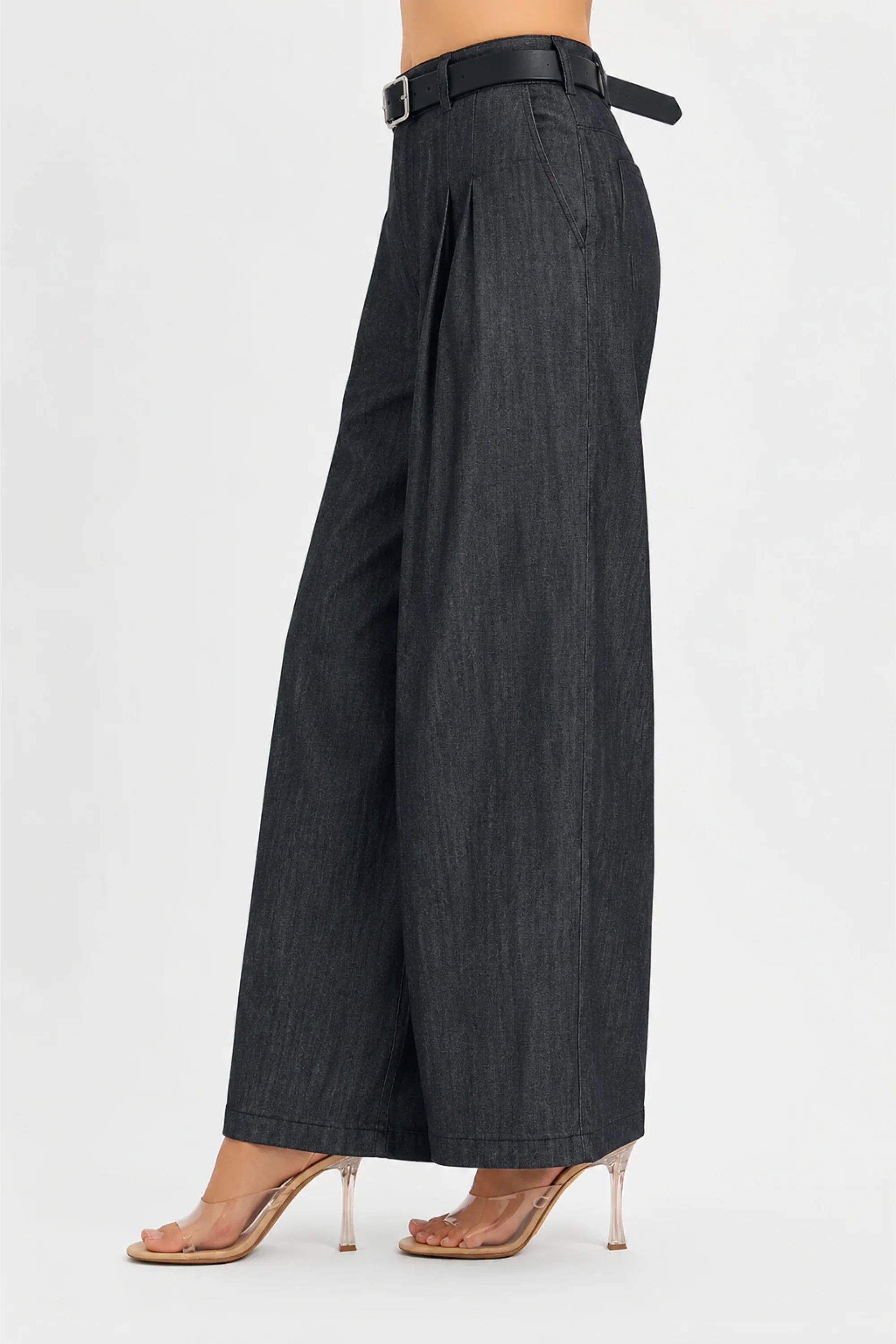 Noir Denim Wide-Leg Pants