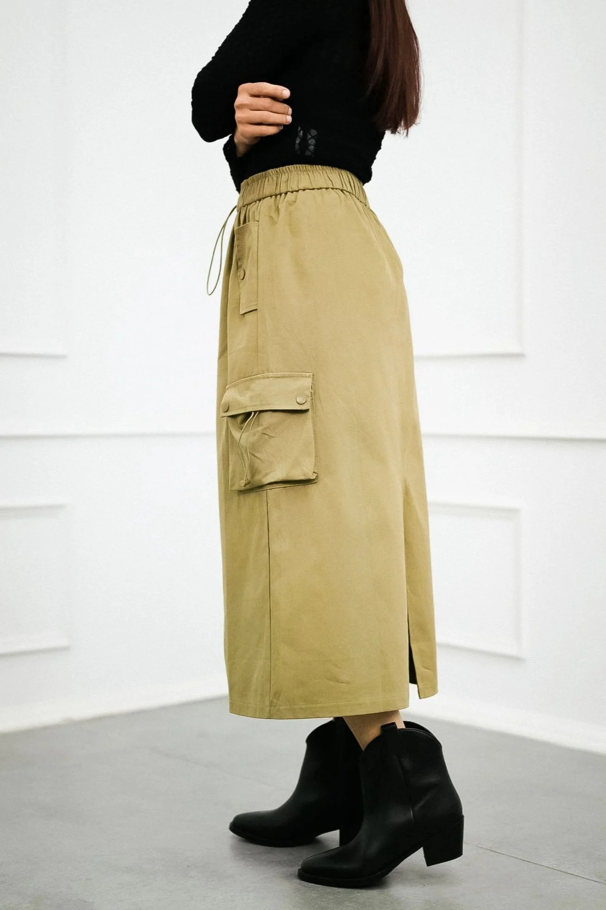 Celadon Green Streetstyle Cargo Skirt